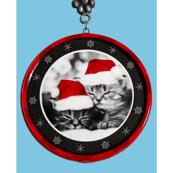 Keith Kimberlin Christmas Ornament W/ Kittens In Santa Hats Red & Black Decor - Picture 3 of 7
